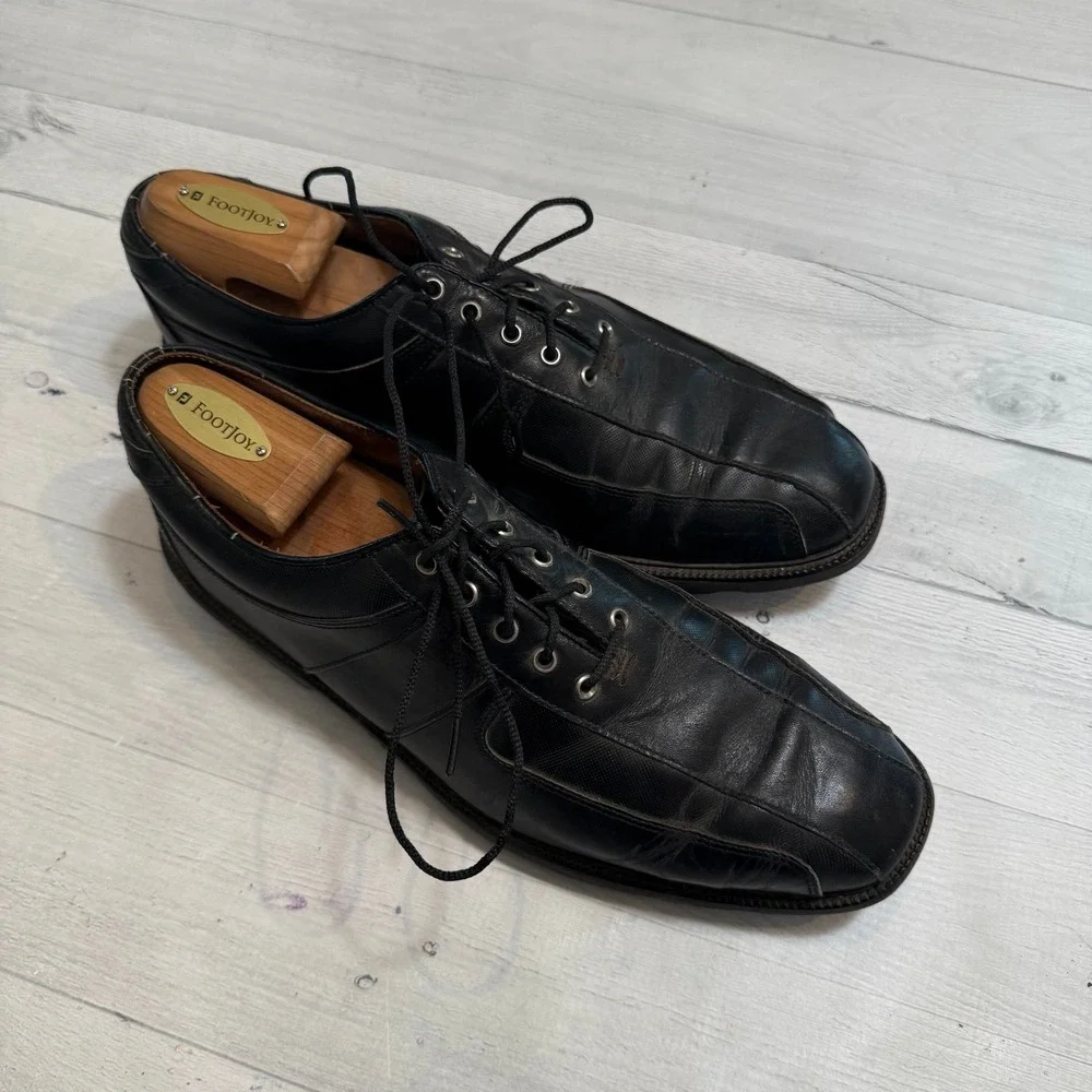 Footjoy Icon Black Leather Golf‎ Shoes men's 9.5